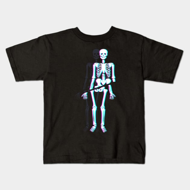 Spooky Skeleton - Vaporwave Aesthetic Kids T-Shirt by MeatMan